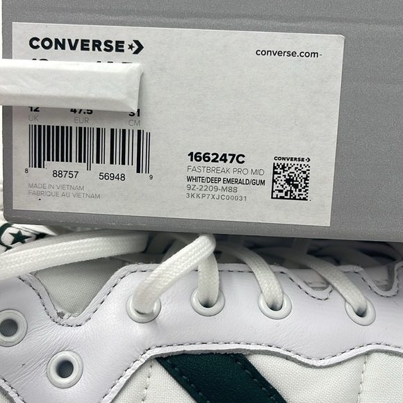 Converse Men’s Sneakers 166247C
FASTBREAK PRO MID WHITE/DEEP EMERALD/GUM - Picture 13 of 16